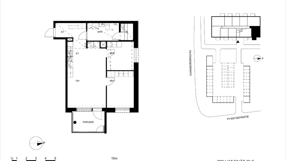 Huoneisto A14, 3 huonetta, keittotila, sauna, 61.5m²