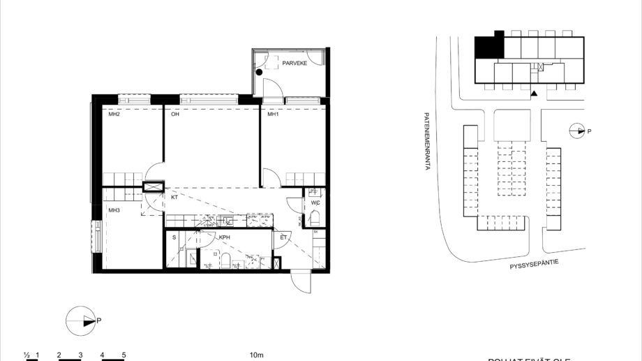 Huoneisto A1, 4 huonetta, keittotila, sauna, 78.0m²