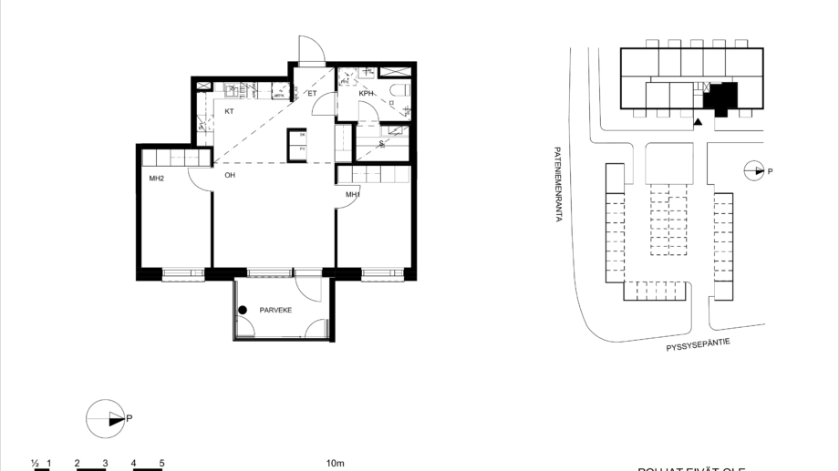 Huoneisto A25, 3 huonetta, keittotila, sauna, 59.5m²