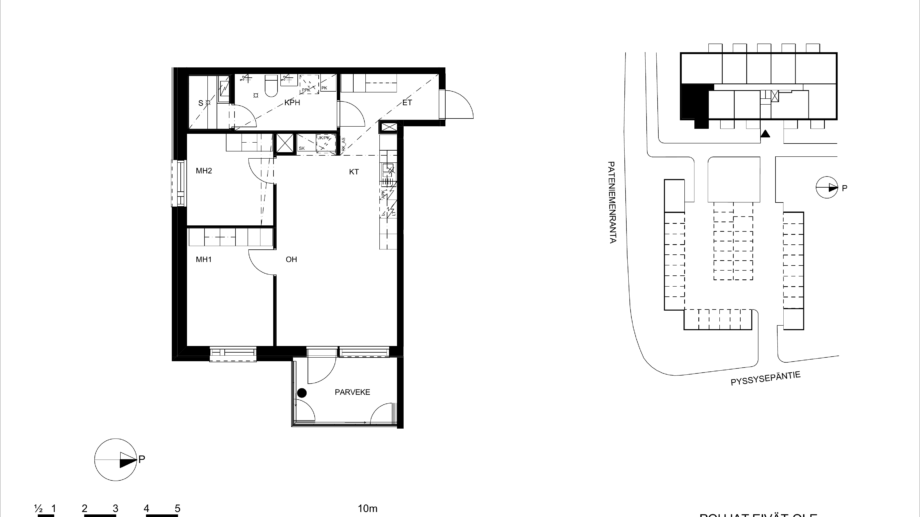 Huoneisto A28, 3 huonetta, keittotila, sauna, 61.0m²