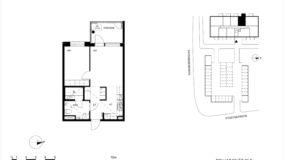 Huoneisto A32, 2 huonetta, keittotila, sauna, 45.5m²