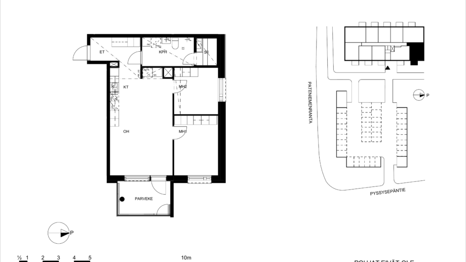 Huoneisto A34, 3 huonetta, keittotila, sauna, 61.0m²
