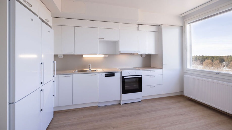 Keittiö, kaapistot ja kodinkoneet