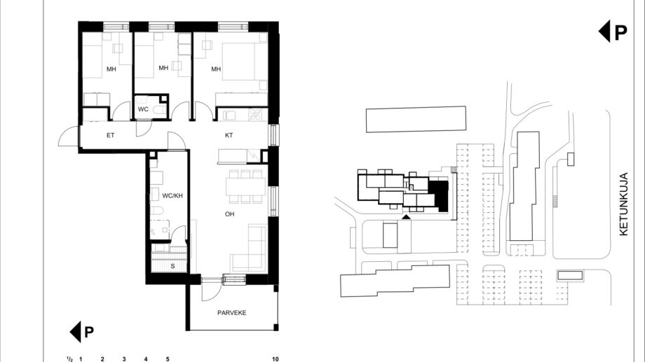 Ketunkuja 6 asunto G24 pohjapiirros, 4H+KT+S