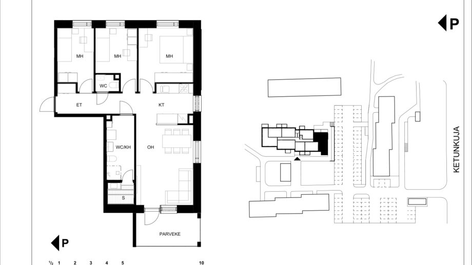 Ketunkuja 6 asunto G8 pohjapiirros, 4H+KT+S