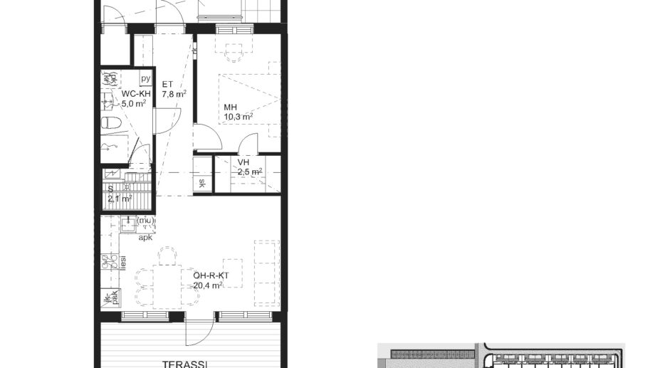 Suokulaisentie 12 asunto C24 pohjapiirros, 2H+KT+S, 50,5 m2