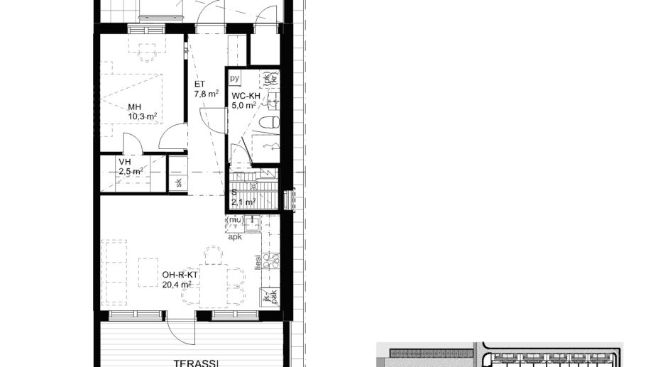 Suokulaisentie 12 asunto C27 pohjapiirros, 2H+KT+S, 50,5 m2